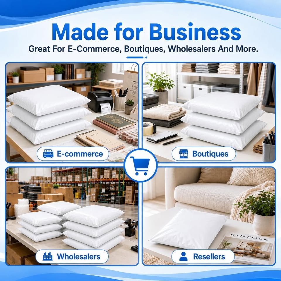 Poly Mailers 12 x 15.5 Inches, 500 Count, 2.5 Mil White Self-Seal Shipping Bags, Waterproof