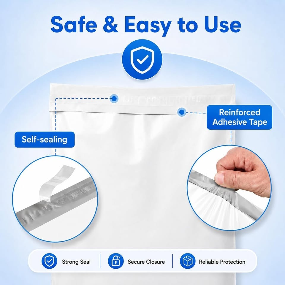 Poly Mailers 12 x 15.5 Inches, 500 Count, 2.5 Mil White Self-Seal Shipping Bags, Waterproof
