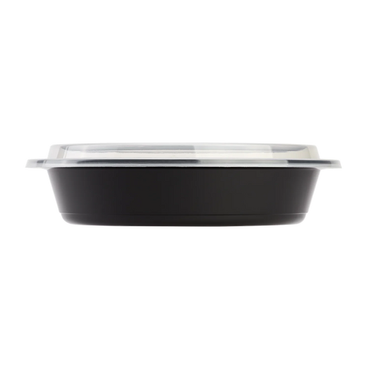 48OZ RECTANGULAR BLACK CONTAINER WITH LID/150CNT