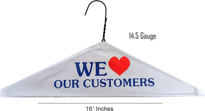 16-inch caped wire hangers printed We Love Our Customers, box of 100 – photo 2
