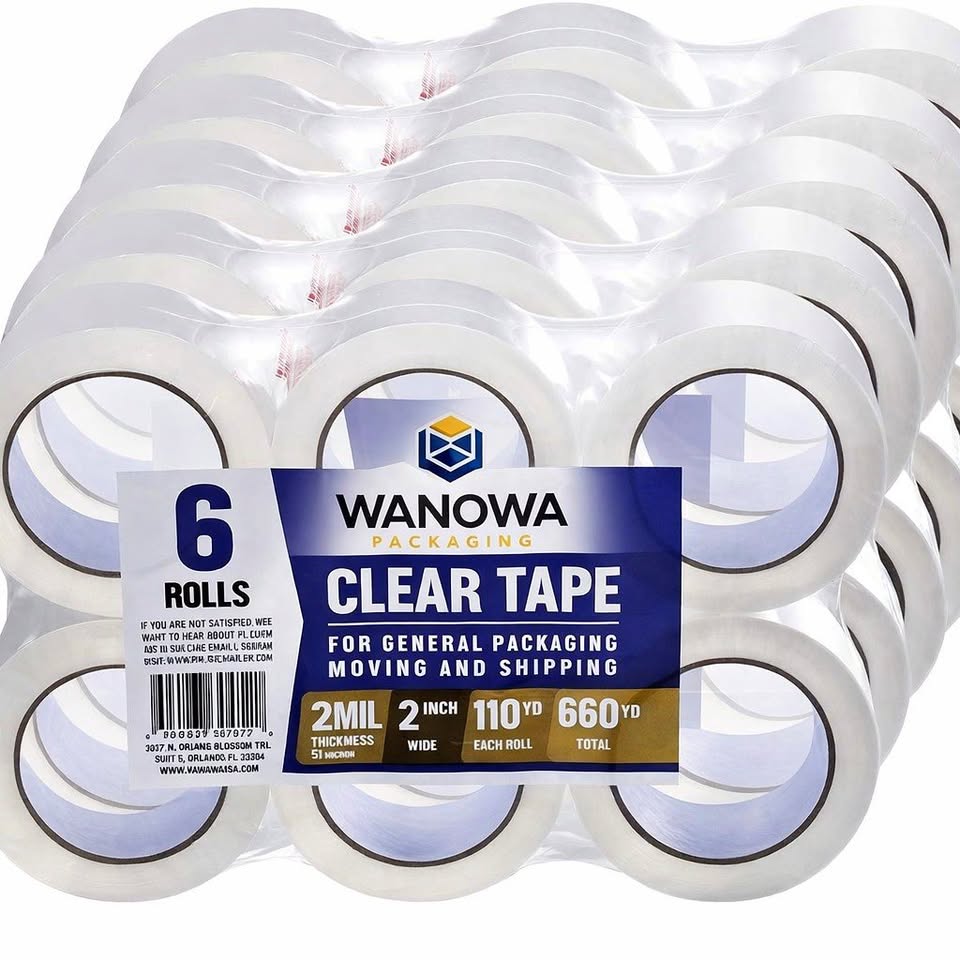 WANOWA Clear Packing Tape, 2 Inch Wide, 2.0mil Thickness, 110 Yard Per Roll [Pack of 36 Rolls]