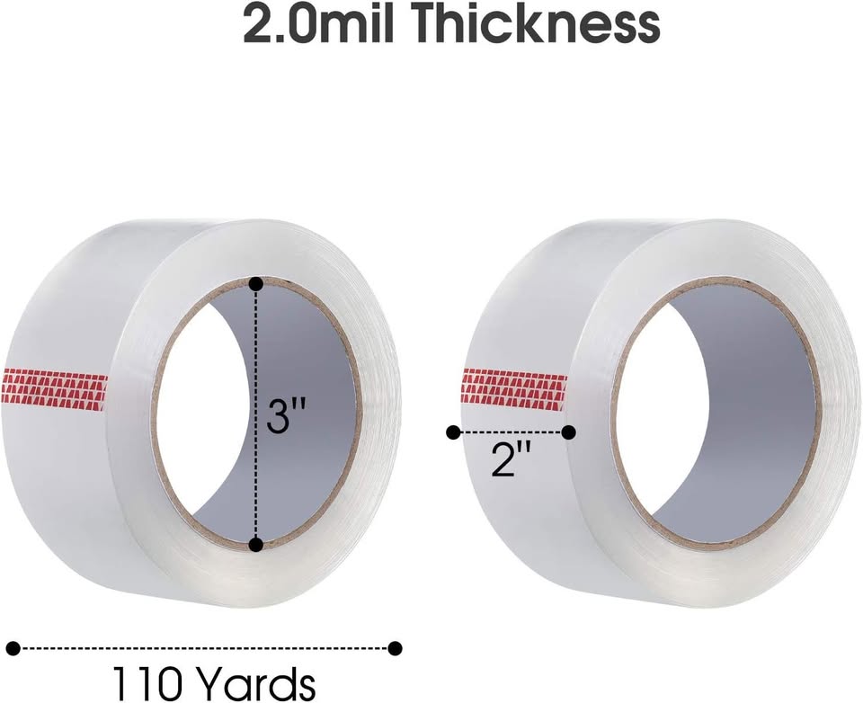 WANOWA Clear Packing Tape, 2 Inch Wide, 2.0mil Thickness, 110 Yard Per Roll [Pack of 36 Rolls]