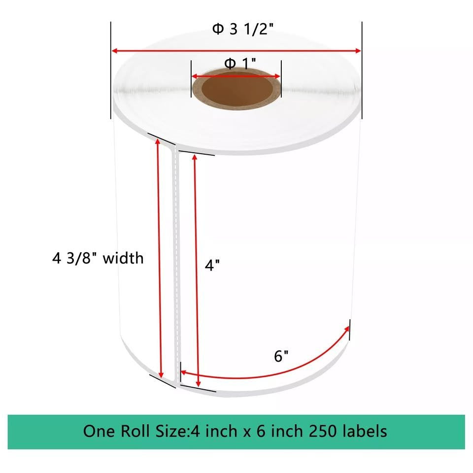 2500 PCS 4"x 6"Thermal Shipping Labels, White Perforated & Strong Adhesive Direct Thermal