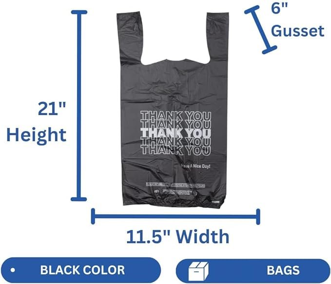 "Thank You" T-Shirt Grocery Black Bags-1000