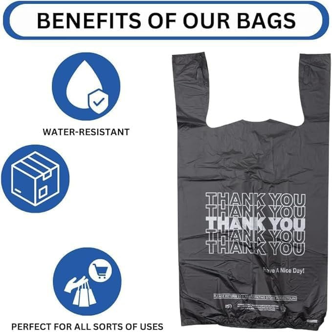 "Thank You" T-Shirt Grocery Black Bags-1000