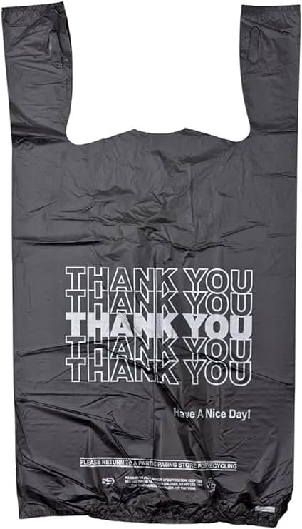 "Thank You" T-Shirt Grocery Black Bags-1000