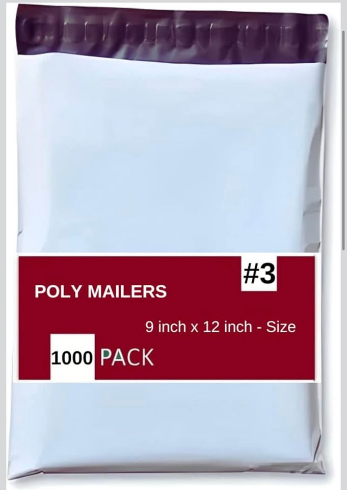 WANOWA 9” x 12” Poly Mailers 1000 Pack, 2.5 Mil Self-Sealing Shipping Bags, Waterproof Tear-Resistan