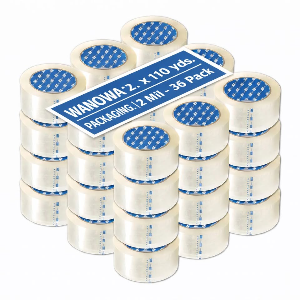 2"x110 Yards Clear Packing Tape – 36 Roll Carton – Adhesive for Shipping, Moving 2 Mil