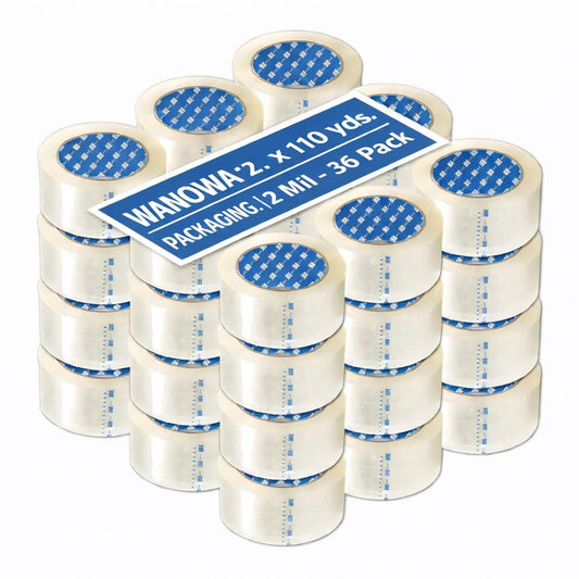 2"x110 Yards Clear Packing Tape – 36 Roll Carton – Adhesive for Shipping, Moving 2 Mil