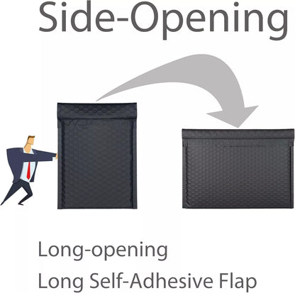Black side-opening bubble mailers 9 x 12 inch, 50 pack – photo 2